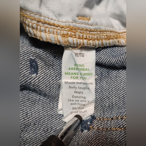 Aerie American Eagle Daydream Dark Blue Distressed Jean Shorts - Picture 7 of 8